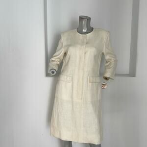 WILLIAM PEARSON Off White Vintage Linen Dress  8